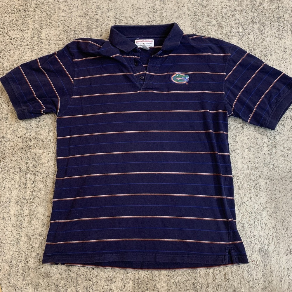 University Of Florida Gators Men's Polo Shirt XL Blue Striped Boca Classics UF